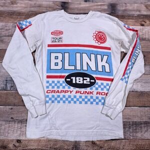 Blink-182 Mens Long Sleeve World Tour 23/24 T-Shirt White Small Crappy Punk Rock
